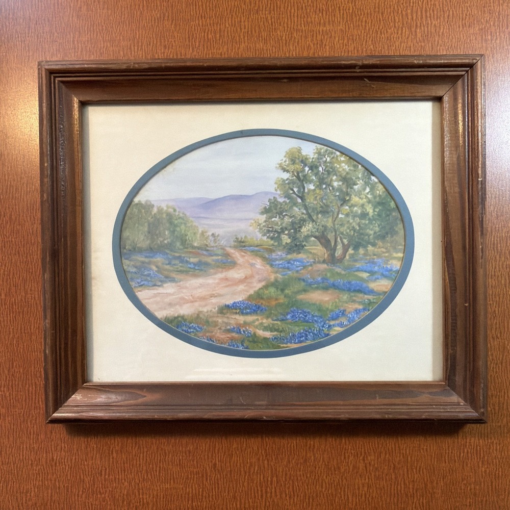 HOMCO #1363 Shades Of Blue Under Glass Wood Frame 11" x 9-1/2"